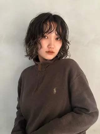 ミディアム パーマ 瓜谷 亮磨のヘアスタイル