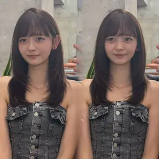 ミディアム カラー 似合わせ/レイヤー/ 透明感/みっきーのヘアスタイル