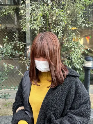 ミディアム えんぐちとも／透明感 カラー／博多ボブのヘアスタイル