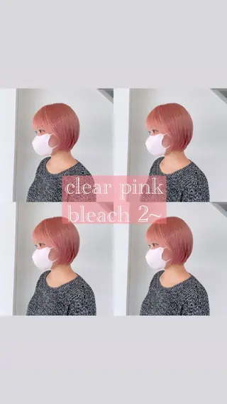 ショート カラー ピンクカラー🎀/ ミルクティー🍼花音のヘアスタイル
