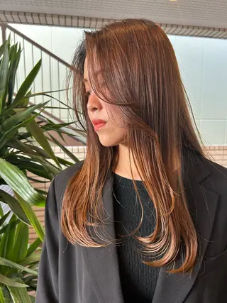 ロング 艶カラー/レイヤー /メンズ/マツエクのヘアスタイル