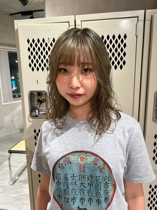 ミディアム カラー パーマ ayano🍒パーマ 暖色カラーのヘアスタイル