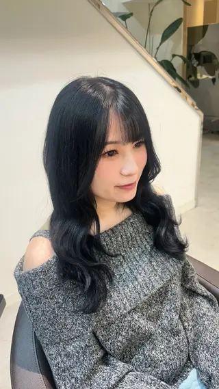 ロング 縮毛矯正/ブリーチ 無しWカラーのヘアスタイル