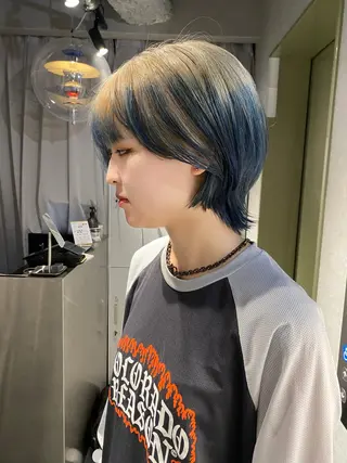 ショート カラー rilas博多所属・博多JYUI/ウルフ ハイトーン/デザインのヘアスタイル