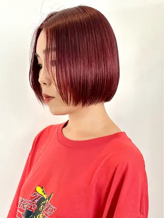 ショート カラー ヘアアレンジ 切りっぱなしボブ/ デザインカラー店長のヘアスタイル