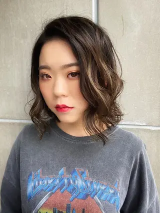 ミディアム カラー ヘアアレンジ たなか ちあきのヘアスタイル