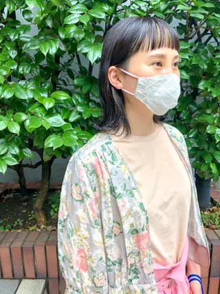 ミディアム カラー パーマ 長井 美佳のヘアスタイル