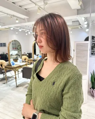 ミディアム 縮毛矯正/ショート/ レイヤー/畑中正敏のヘアスタイル