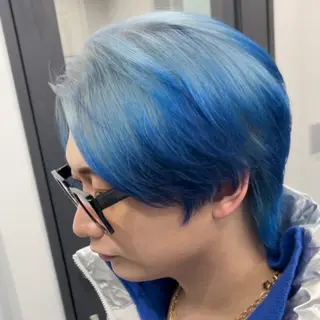 ミディアム カラー メンズ 曲がる縮毛矯正 LIBER 岩名のヘアスタイル