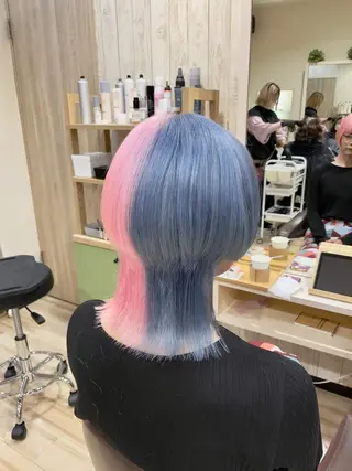 ミディアム カラー 🌈派手髪ハイトーン 🌈鈴木亮太🌈のヘアスタイル