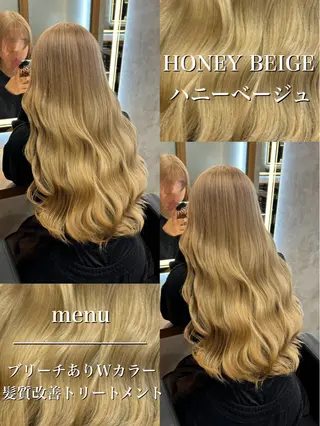 ロング カラー パーマ ヘアアレンジ 透明感ブリーチカラー 🌈TOMOHIROのヘアスタイル