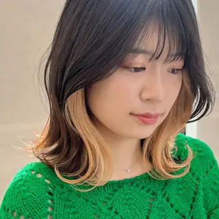 ミディアム ハイトーンイヤリング カラー清水隆央のヘアスタイル