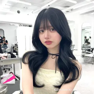 ロング カラー 透明感カラー✨🩵 韓国ヘアkanatoのヘアスタイル