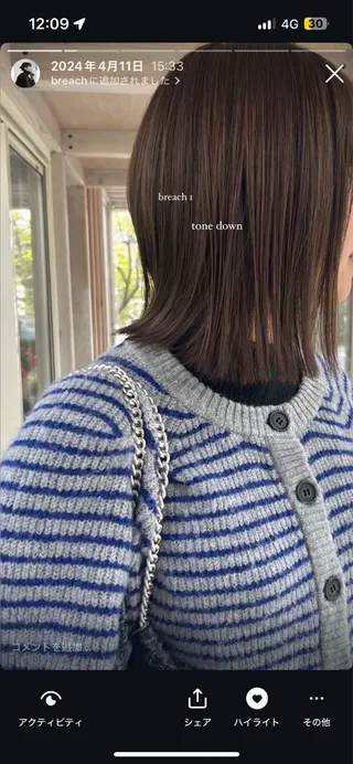 ミディアム カラー 荻野 未来のヘアスタイル