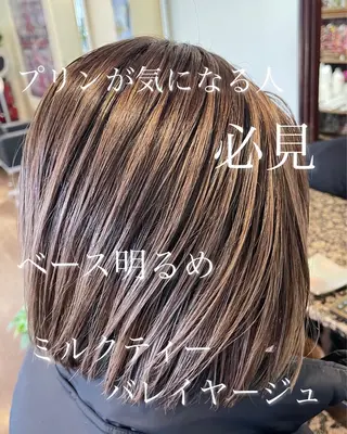 ミディアム カラー peakshair所属・艶々になる髪質改善 𝒀𝑼𝑻𝑶のヘアスタイル