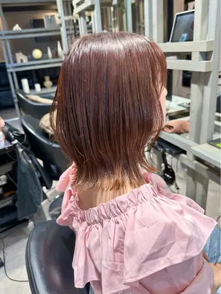 ミディアム カラー 透明感カラー/ボブ /佐藤伶のヘアスタイル