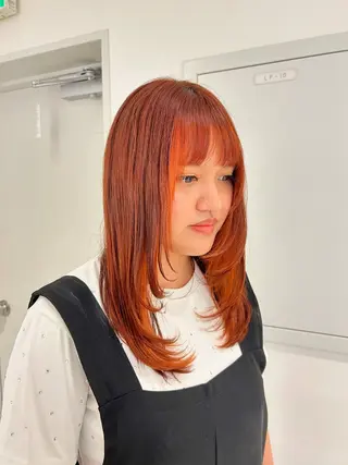 セミロング カラー くびれヘア/透明 感カラー　今川大河のヘアスタイル