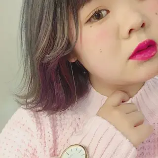 ミディアム カラー パーマ ヘアアレンジ 藤井 菜緒のヘアスタイル