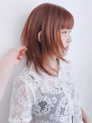 ミディアム ウルフ／パーマ 🐺🌀寺門和紗のヘアスタイル