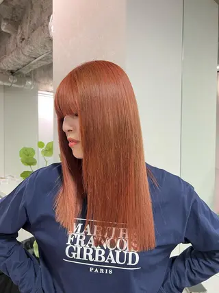 セミロング カラー ハイトーン&髪質改善 &韓国エクステ🤎のヘアスタイル