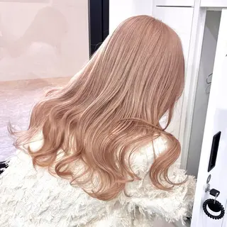 ロング カラー パーマ ヘアアレンジ メンズ キッズ ハイトーン/ピンク 💗モモ໒꒱のヘアスタイル