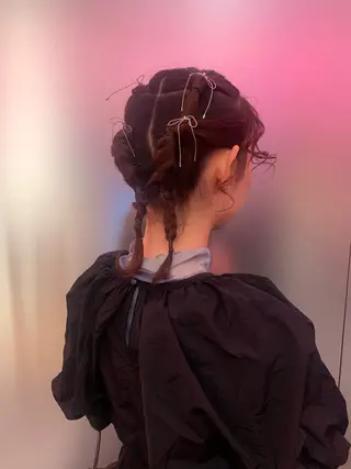 セミロング ヘアアレンジ ブリーチ/アレンジ 天満/chihiroのヘアスタイル