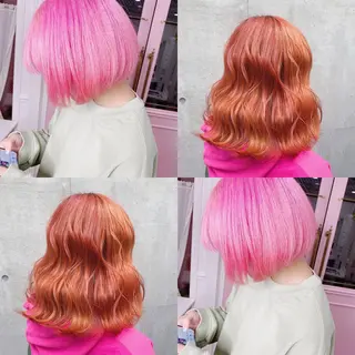 ミディアム カラー JuNブリーチに 縮毛矯正するプロのヘアスタイル