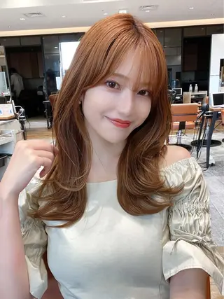 セミロング カラー 顔周り/くびれヘア 韓国ヘア💕風間るなのヘアスタイル