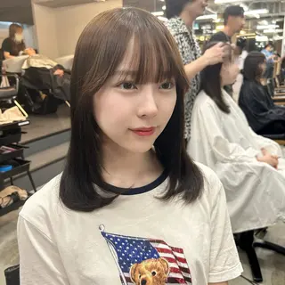 ミディアム 女性らしいモテヘア 韓国ヘアhikariのヘアスタイル