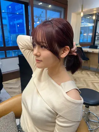 セミロング 韓国レイヤー/顔周り /縮毛矯正/羽田航のヘアスタイル