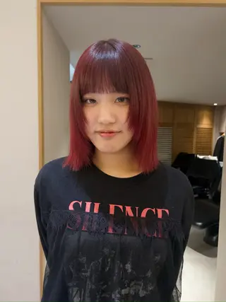 ミディアム カラー yiye   神宮前所属・manami /暖色 /カットモデル募集のヘアスタイル
