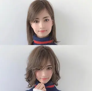 ミディアム カラー パーマ 髪質改善くすみカラー 🍀/石川大輔のヘアスタイル