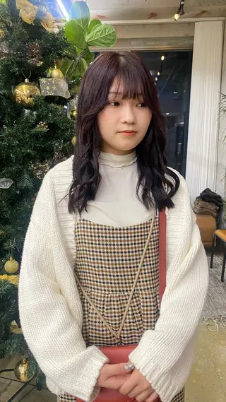 セミロング 暖色カラー/オリーブ /ミニボブ/白柳美空のヘアスタイル