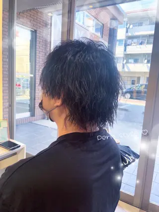 ミディアム パーマ メンズ 💐レイヤー/透明感 カラー💐智口彩香のヘアスタイル