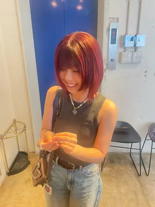 ミディアム カラー RIN／韓国ヘア レイヤーカットのヘアスタイル