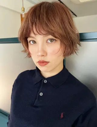 ショート カラー 暖色・パーマ 🌼クニトウメイのヘアスタイル