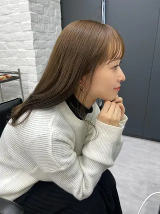 セミロング カラー 韓国ヘア♡ 顔まわりカットayaのヘアスタイル