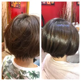 ミディアム カラー パーマ 髪質改善 美容室Atomのヘアスタイル