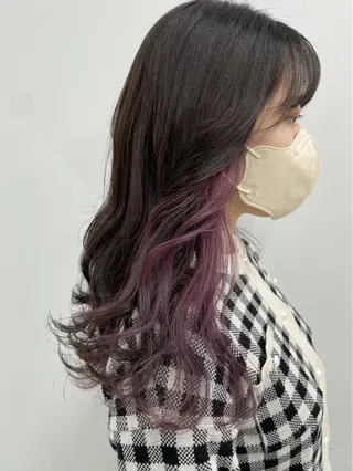 セミロング カラー ヘアアレンジ 🦄インナーカラー 🦄貫井彩花のヘアスタイル