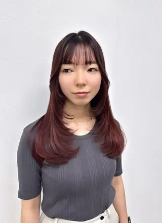 ロング カラー ヘアアレンジ 酸性縮毛矯正🧴韓国 レイヤー/髪質改善のヘアスタイル