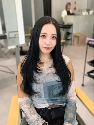 ロング shes茶屋町アリサ 🎀顔周り×韓国風のヘアスタイル