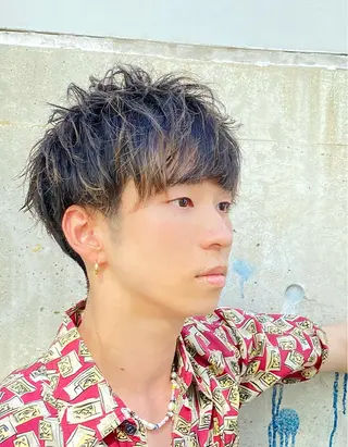 ショート カラー パーマ メンズ MENS  FEEL南森町所属・佐藤 達郎のヘアスタイル