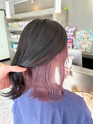 ミディアム 縮毛矯正🐼暖色 根本侑季のヘアスタイル