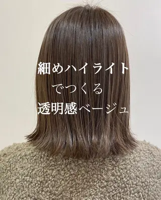 ミディアム カラー 細めハイライト🩶 ボブ/レイヤーカットのヘアスタイル