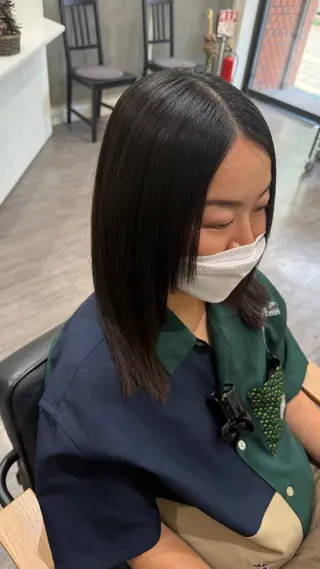 ミディアム パーマ 上田 紗也のヘアスタイル