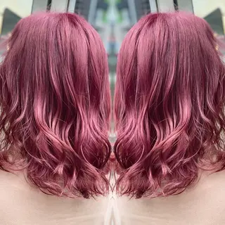 ミディアム カラー ヘアアレンジ 髪質改善×ハイトーン 中田啄也のヘアスタイル