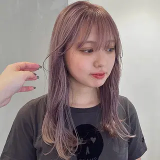 セミロング カラー akiho/透明感 カラー/グレージュのヘアスタイル