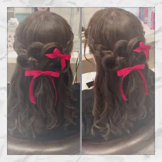 セミロング ヘアアレンジ ヘアセット/着付け 𓇼 松本 夏美𓇼のヘアスタイル