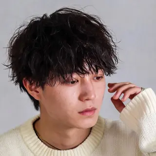 ミディアム カラー パーマ メンズ シースルーマッシュ/ メンズ/KYOHEIのヘアスタイル
