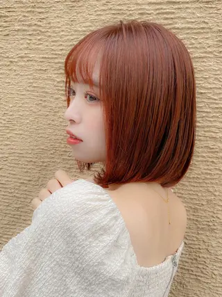 ショート たぴ。ぱつっとボブ /暖色艶カラー🍒のヘアスタイル